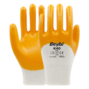 K40 Nitril Kaplı Pamuk ve Polyester Örgü Eldiven