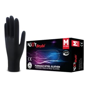 Njoy Pudrasız Siyah Nitril Eldiven - 100'lük Kutu